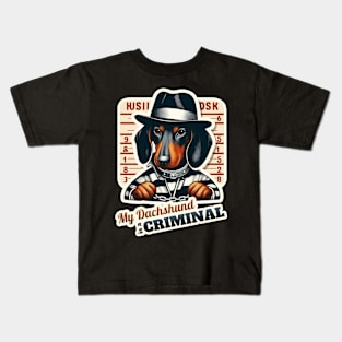 Criminal dachshund Kids T-Shirt